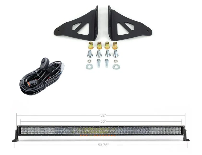 CR2459 – CALI RAISED Light Bar, LED 52 Inch Length 100 5D Optic OSRAM 5 Watt LED 500 Watt Spot Beam 50000 Lumens Clea...